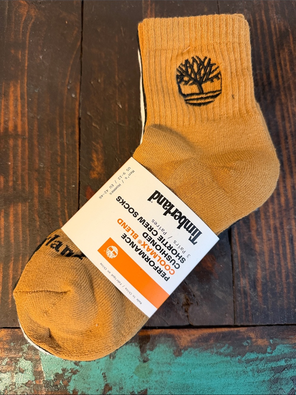 Timberland Men's Shortie Crew Socks with Black Logo